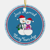30周年記念ギフトおもしろいスノーカップル セラミックオーナメント (正面)
