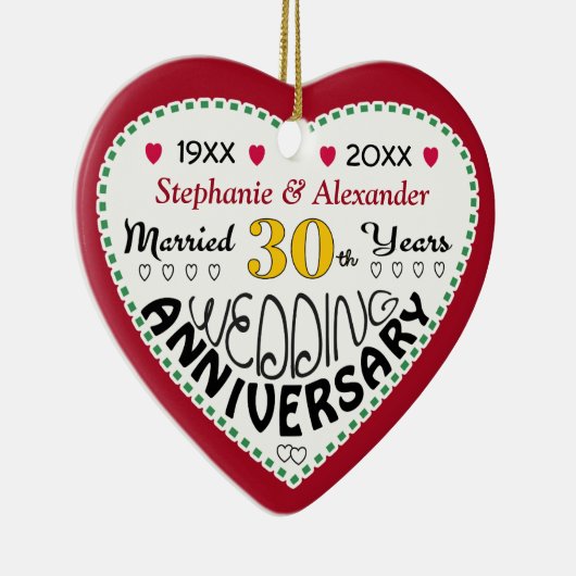 30周年記念ギフトハート型クリスマス セラミックオーナメント (右)