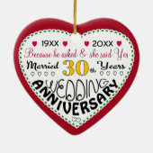 30周年記念ギフトハート型クリスマス セラミックオーナメント (裏面)