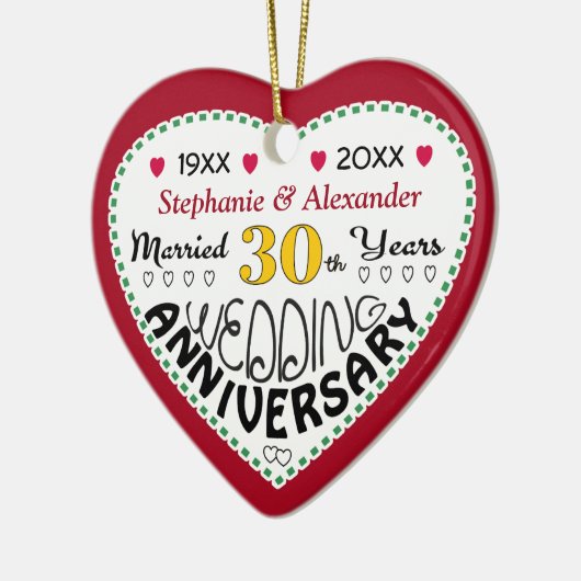 30周年記念ギフトハート型クリスマス セラミックオーナメント (左)