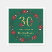 30周年記念クリスマスナパーソナライズされたプキンス スタンダードカクテルナプキン (正面)