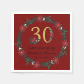 30周年記念クリスマスナパーソナライズされたプキンス スタンダードカクテルナプキン (正面)