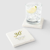 30周年記念ゴールデングレ結婚ーの夫婦 ストーンコースター (横)