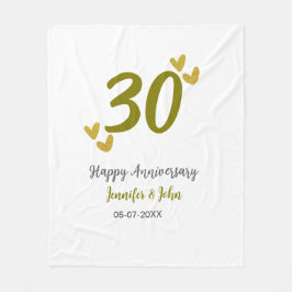 30周年記念ゴールデングレ結婚ーの夫婦 フリースブランケット