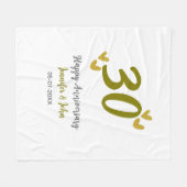 30周年記念ゴールデングレ結婚ーの夫婦 フリースブランケット (正面(横))