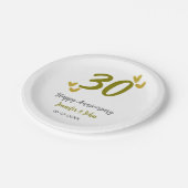 30周年記念ゴールデングレ結婚ーの夫婦 ペーパープレート (アングル)