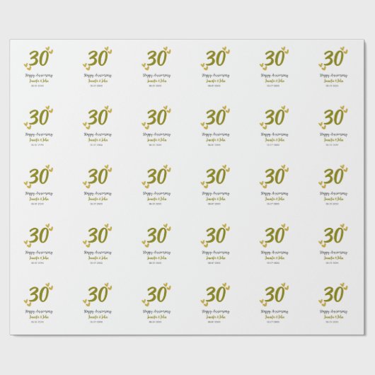 30周年記念ゴールデングレ結婚ーの夫婦 ラッピングペーパー (フラット)
