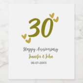 30周年記念ゴールデングレ結婚ーの夫婦 ワインラベル (シングルラベル)