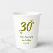 30周年記念ゴールデングレ結婚ーの夫婦 紙コップ (裏面)