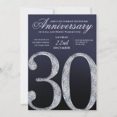 30周年記念ダイヤモンドシルバー紺デザイン 招待状 (正面)