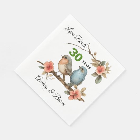 30周年記念ナプキパーソナライズされたンス スタンダードランチョンナプキン (角)