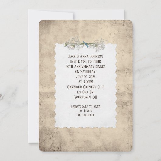 30周年記念パーティー古ファッションドい写真フレーム 招待状 (裏面)