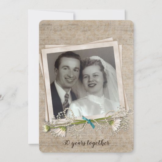 30周年記念パーティー古ファッションドい写真フレーム 招待状 (正面)