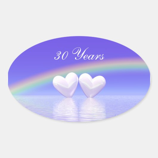 30周年記念パールハート 楕円形シール (正面)