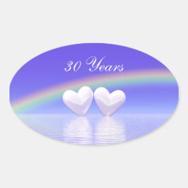 30周年記念パールハート 楕円形シール