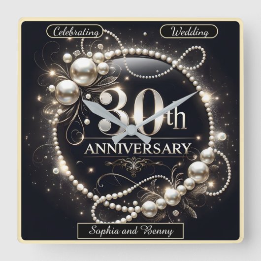 30周年記念パールブリス スクエア壁時計 (正面)