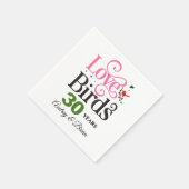 30周年記念ラブバードパーソナライズされた スタンダードカクテルナプキン (角)