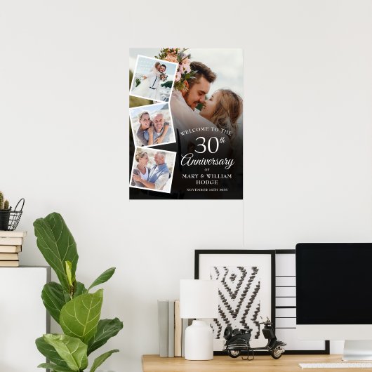 30周年記念写真コラージュウェルカムサイン ポスター (ホームオフィス)