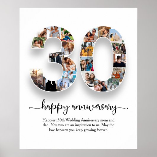 30周年記念写真パーソナライズされたコラージュのポスター ポスター (正面)