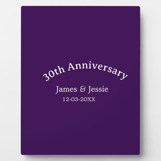 30周年記念名 日付 紫 シンプル フォトプラーク (正面)