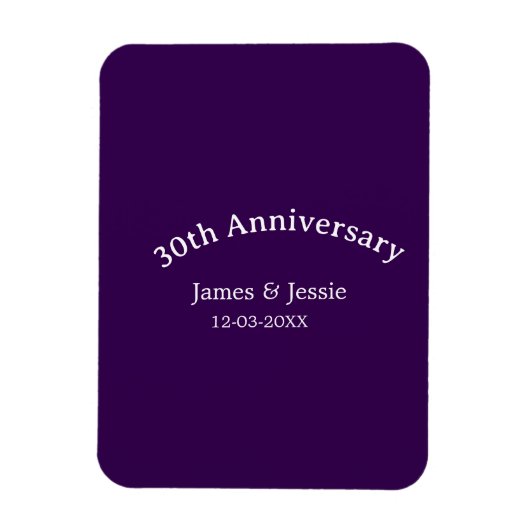 30周年記念日 名前入り デザイン 紫 簡素 マグネット (縦)