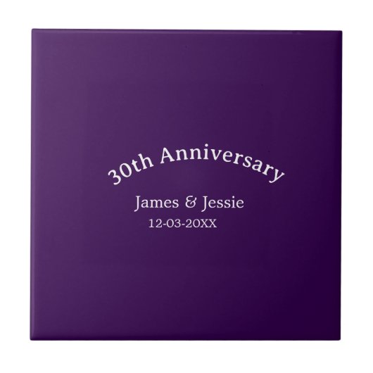 30周年記念日 名前 日付 紫 シンプル タイル (正面)