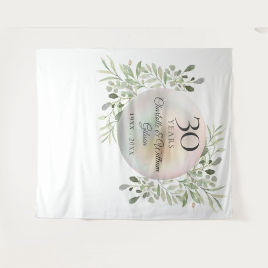 30周年記念真珠の緑の写真の背景 タペストリー (正面(横))