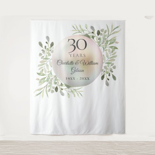 30周年記念真珠の緑の写真の背景 タペストリー (正面)