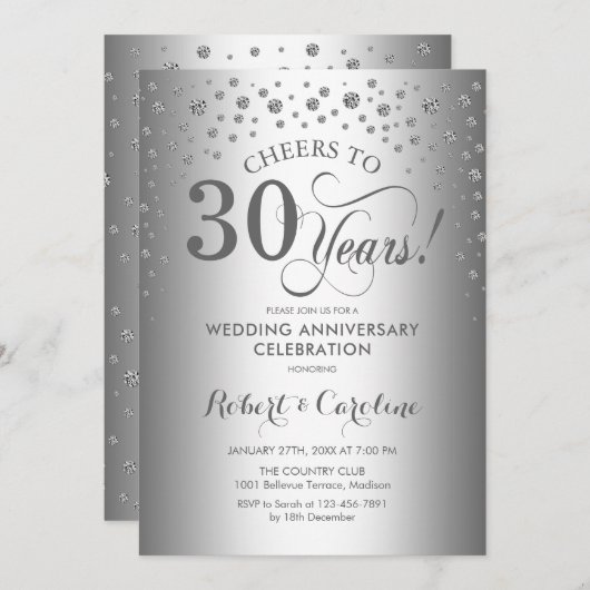 30周年記念祝賀 - シルバー 招待状 (正面/裏面)