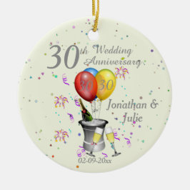 30周年記念結婚お祝いバブリー・パール セラミックオーナメント