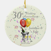 30周年記念結婚お祝いバブリー・パール セラミックオーナメント (裏面)