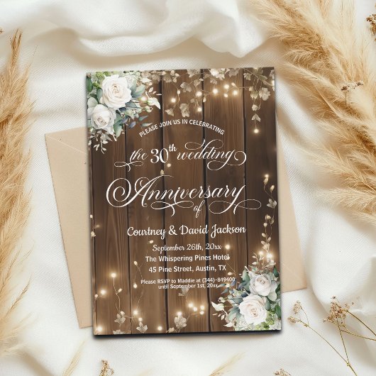 30周年記念結婚のストリングラ素朴イト 招待状