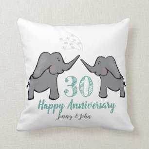 30周年記念結婚の緑象 クッション