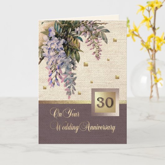 30周年記念結婚グリーティングカード カード (黄色い花)