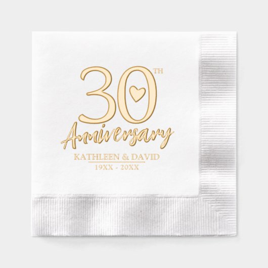 30周年記念結婚ハートグラフィックカスタムグラフ 箔ナプキン (正面)