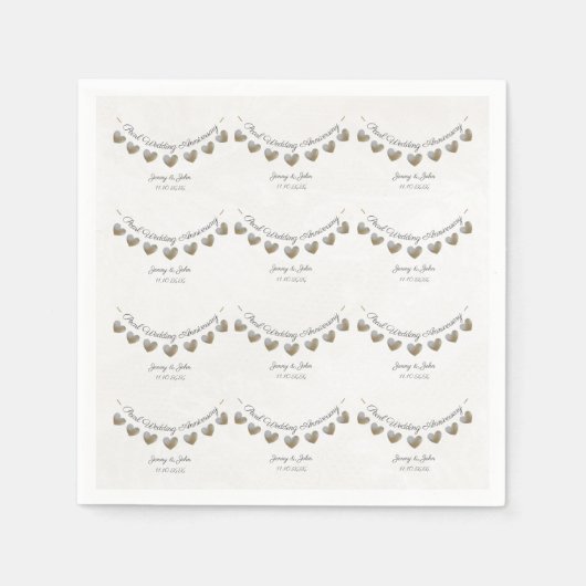 30周年記念結婚ハートバンティング スタンダードカクテルナプキン (正面)
