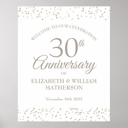 30周年記念結婚パールダスト歓迎サイン ポスター (正面)