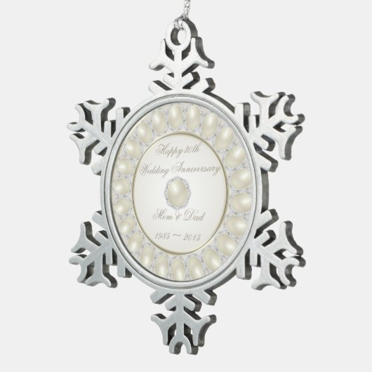 30周年記念結婚ピータースノーフレークオーナメント スノーフレークピューターオーナメント (右)