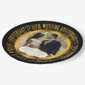 30周年記念結婚フォトブラック |金ゴールドトーン ペーパープレート (アングル)
