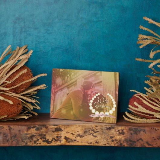 30周年記念結婚写真横カスタム線 フォトプラーク (側面)