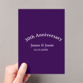30周年記念結婚式 名前+日付 紫 簡素 アクリル招待状 (インサイチュ (ポータブル))