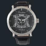 30周年記念結婚真珠の紋章 腕時計<br><div class="desc">30年目の祝ロマンチックなデザイン。このもしデザインの救済下に連絡頼カスタマイズ、彼らはこの文字の下にあるデザイナーのボタンです。この30年の記念結婚の紋章には、この節目の贈り物として文字の真珠が伝統的ある。</div>