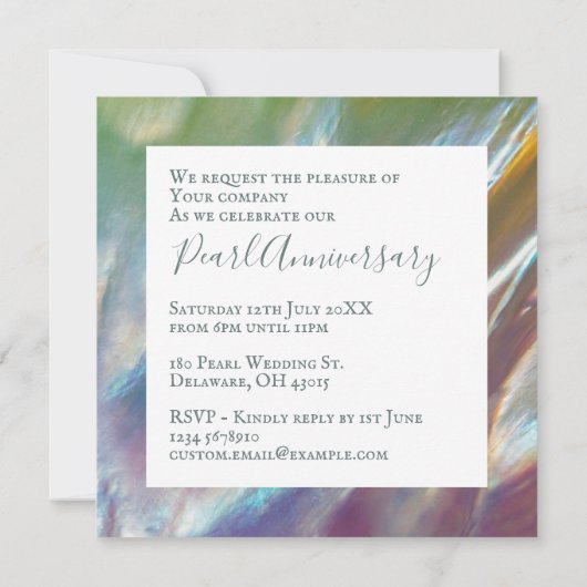 30周年記念結婚真珠モダン招待状 (裏面)