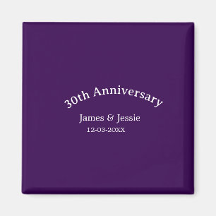 30周年記念結婚記念日 名前 日付 紫 シンプル マグネット