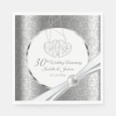 30周年記念結婚 – パールとシルバー スタンダードランチョンナプキン (正面)