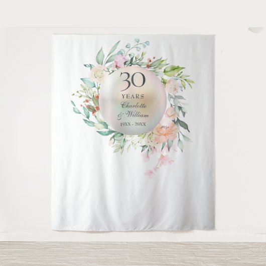 30周年記念 フローラルパール フォトブース バックドロップ タペストリー (正面)