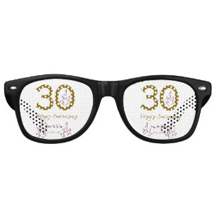 30周年記念 名前入り ゴールド レッド リーフ レトロサングラス