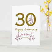 30周年記念 名前 日付 ゴールド レッド リーフ カード (黄色い花)