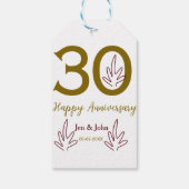 30周年記念 名前 日付 ゴールド レッド リーフ ギフトタグ (裏面)