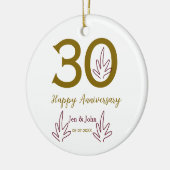 30周年記念 名前 日付 ゴールド レッド リーフ セラミックオーナメント (左)